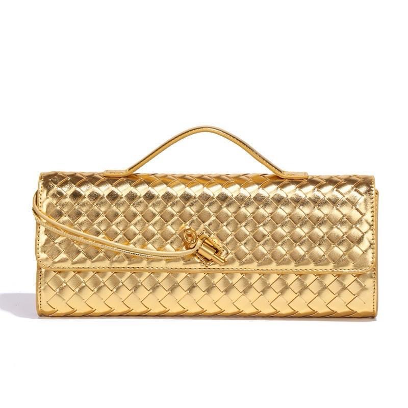 Elegant Gold Woven Clutch
